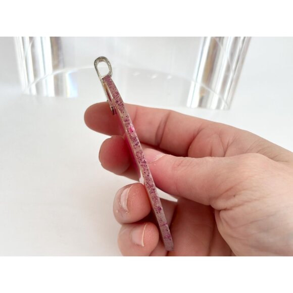 Pink Slice Agate Crystal Geode Freeform Shaped Large Silver T Vintage Pendant - Picture 9 of 13